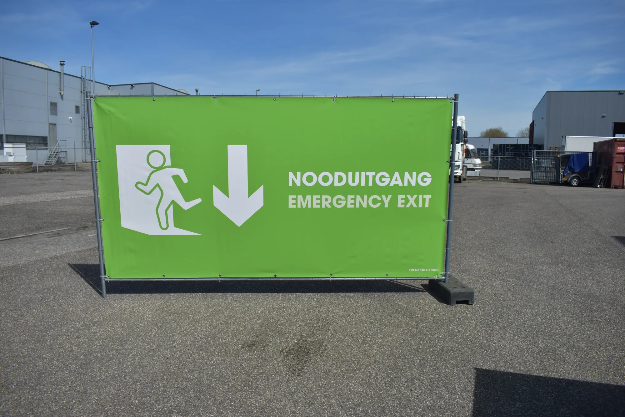 Bouwhekbanner Nooduitgang